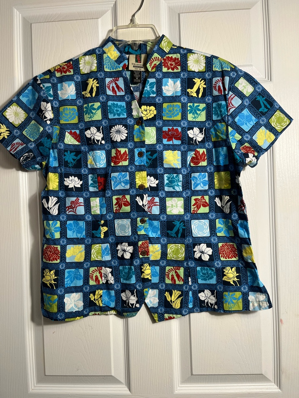 Tori Richard Honolulu Blue Floral Hawaiian Shirt M